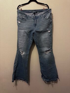 American Eagle Outfitters Light Blue Distressed Flare Jeans